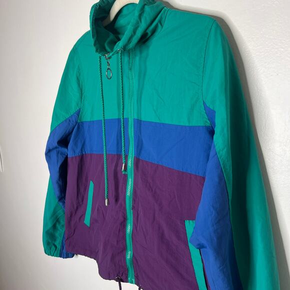 Ashley by 26 International Women's Color Block Windbreaker Jacket Retro Size S - Picture 2 of 4